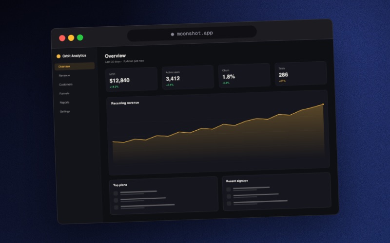 Screenshot on the Deep Space gradient in a browser frame