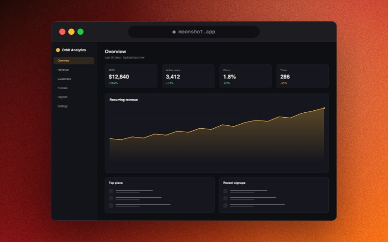Screenshot on the Ember gradient in a browser frame